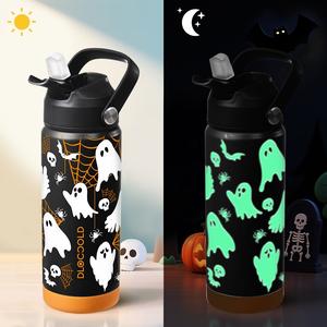 DLOCCOLD Kids Insulated Water Bottle with Leak Proof Straw Lid, Double Wall Vacuum Stainless Steel Water Bottle with Silicone Boot for Toddler, Reusable Tumbler for School, Travel, Boys, Girl