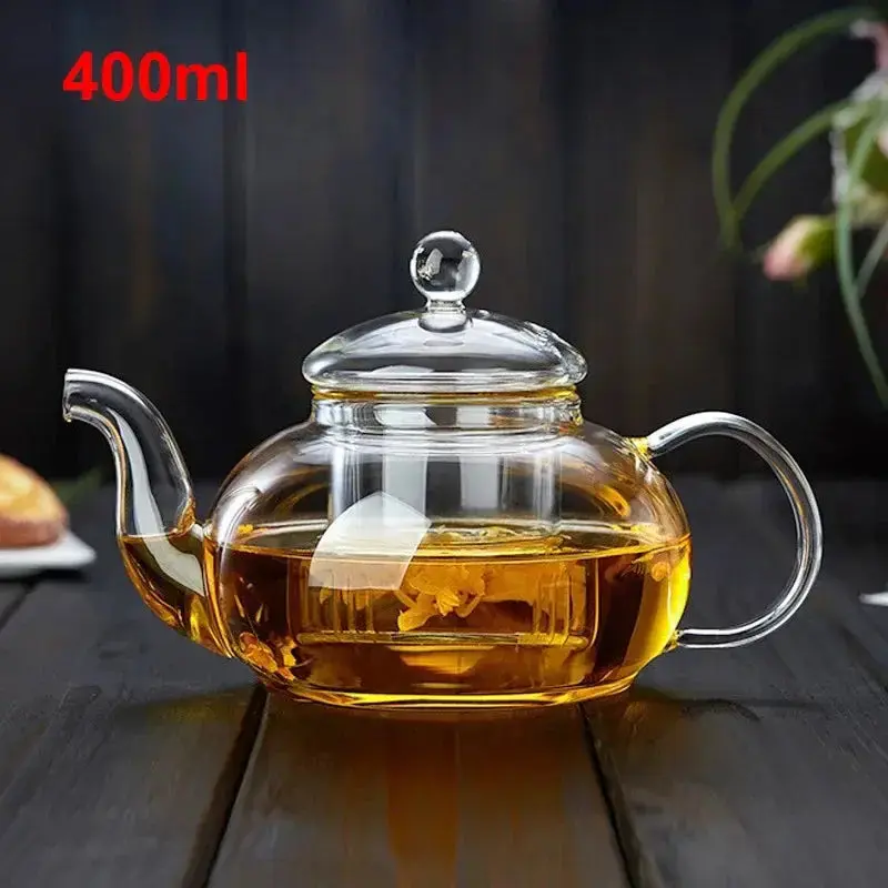 High Borosilicate Glass  Flower Teapot Set: Heat-Resistant, Filterable, 400ml/1000ml" Fruit Cup 6