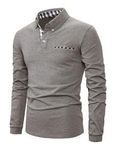 Men's Basic Regular Fit Business Solid Polo Shirt, Minimalist Long Sleeve Button Collar Top, Lounge Casual Comfy Top for All Seasons, Men Tops, Drippy Outfits Going Out Outfit