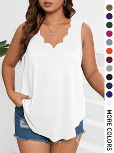 【Plus Size】Solid Color Tank Top, Casual Fashion Sleeveless Top for Summer, Women's Plus Clothing for Daily Wear, Womenswear
