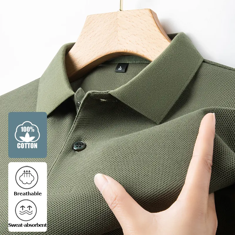 Men's 100% Cotton Polo Shirt -2024 Summer Fashion Casual Short Sleeve, Breathable Lapel Tee,10 Colors, Ideal for Golf and Sports Cloth Menswear