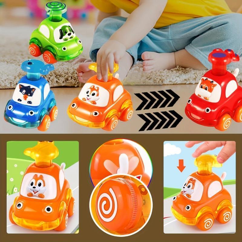 Animal Car Toys, Transparent Animal Cart, Press and Go Cars, Encourage Youngsters Crawling and Chasing, Toy Set, Perfect Gift for Youngsters, Random Color 2