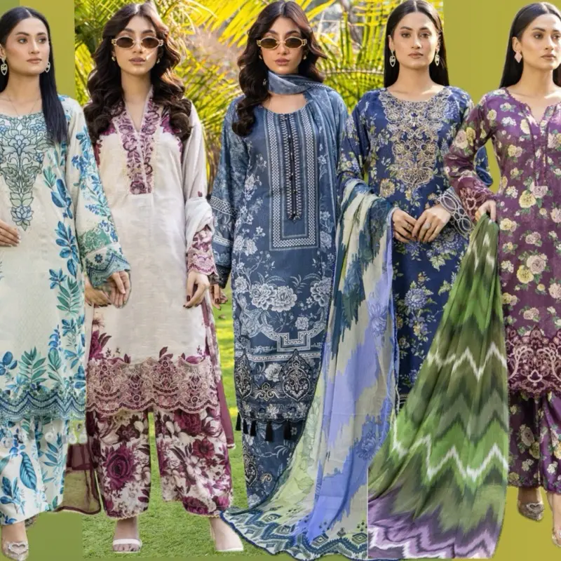 Designer LAWN embroidered 3pcs Asian salwar kameez suit 0