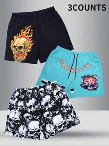 Men's Graphic Print Shorts, Casual Comfy Breathable Shorts for Daily Wear, Men's Bottoms for Summer