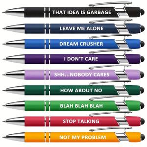 Ballpoint Pen, 9 Counts/set Humorous & Funny Quotes Ballpoint Pen, Smooth Writing Pen, Funny Teacher Pens, Suitable for Office, Colleagues, School, and Women back to school，school supplis, Ballpen Set