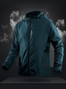 Men's Regular Fit Letter Print Drawstring Zip Up Hooded Jacket, Casual Breathable Windproof Long Sleeve Pocket Zipper Jacket for Summer, Fashion Men's Outerwear for Outdoor Activities