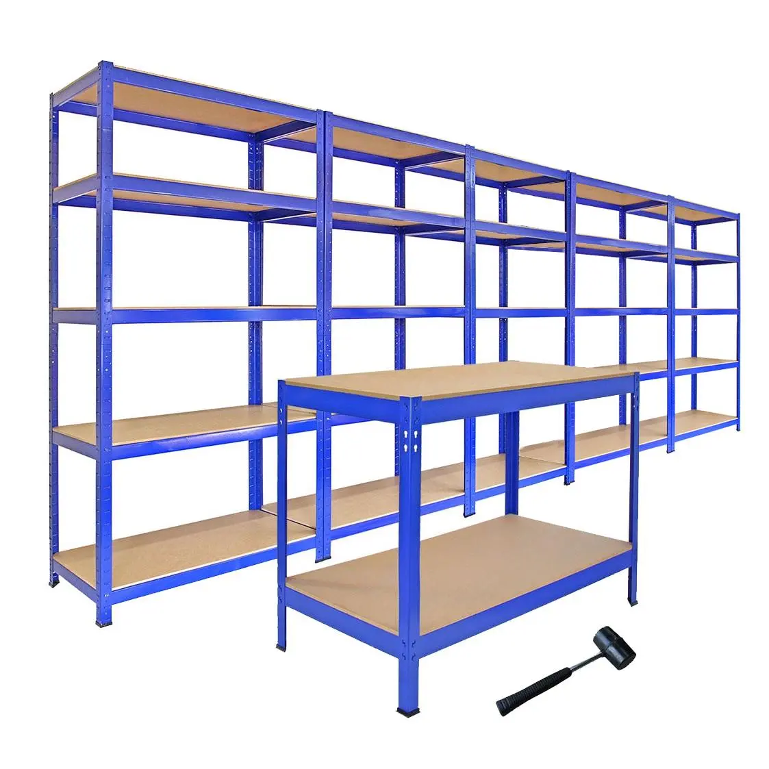 Racking Bundle - Bargain Busting - Boltless 5 Tier Garage Shelves Organiser Rubber