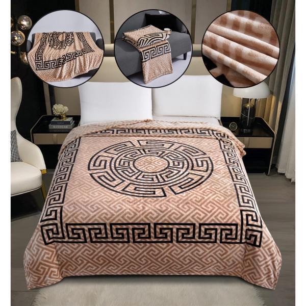 Thread & Tailor Luxurious Faux Fur Fleece cooling blanket Throw with Elegant Greek Border – Ultra-Soft Blanket for Bed, Sofa, or Chair – Premium Cozy Decor for Home, Travel, or Office – TikTok Trending Plush Throw for Comfort, Warmth & Stylish Gifting 5