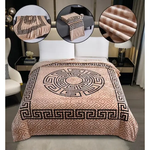 Thread & Tailor Luxurious Faux Fur Fleece cooling blanket Throw with Elegant Greek Border – Ultra-Soft Blanket for Bed, Sofa, or Chair – Premium Cozy Decor for Home, Travel, or Office – TikTok Trending Plush Throw for Comfort, Warmth & Stylish Gifting 4