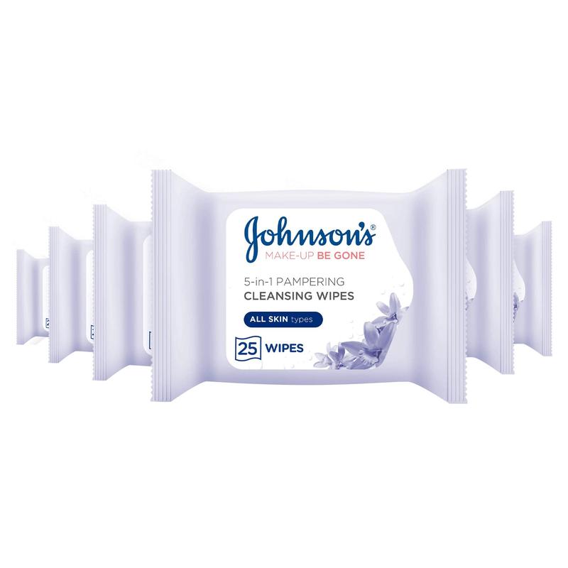 Johnson's Face Care Makeup Be Gone Pampering Wipes (6 x Packs of 25) 0