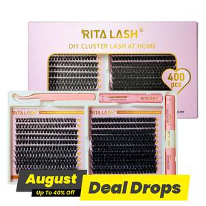 Mixed Length D Curl Cluster False Eyelashes with Lash Bond & Seal & Remover & Tweezers, 1 Box DIY Eyelash Extension Kit, Summer Makeup, Lash Clusters Kit, Hybrid Lash Set, Individual Lashes, Volume Lash Clusters