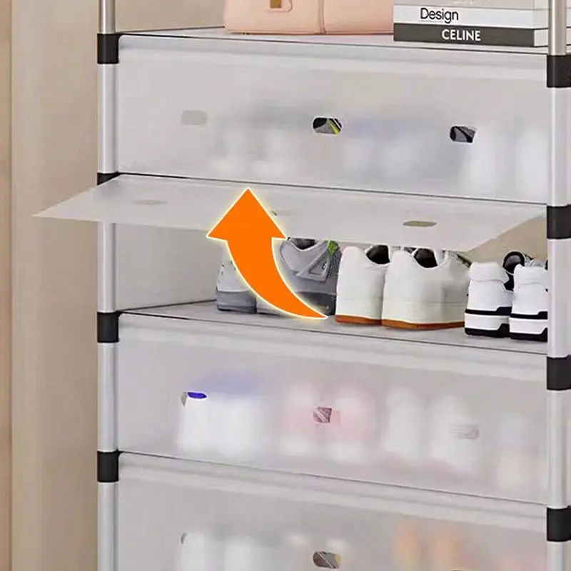 6 Tier Shoe Storage Cabinet, Modular Shoe Rack, Cube Plastic Shoe Organizer with Door, Dustproof and Waterproof for Entrance Hall, Bedroom, Living Room 2
