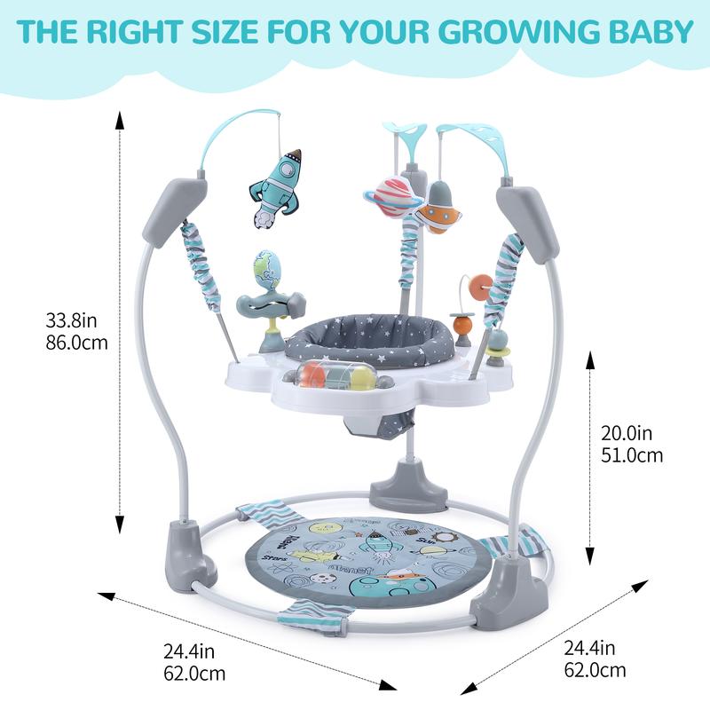 LADIDA Stationary Jumperoo Baby Bouncer Chair Acrobat - 360° Rotating Seat, Musical Toys, and Adjustable Heights (Space Tour Grey) baby  essentials baby  rocker 5