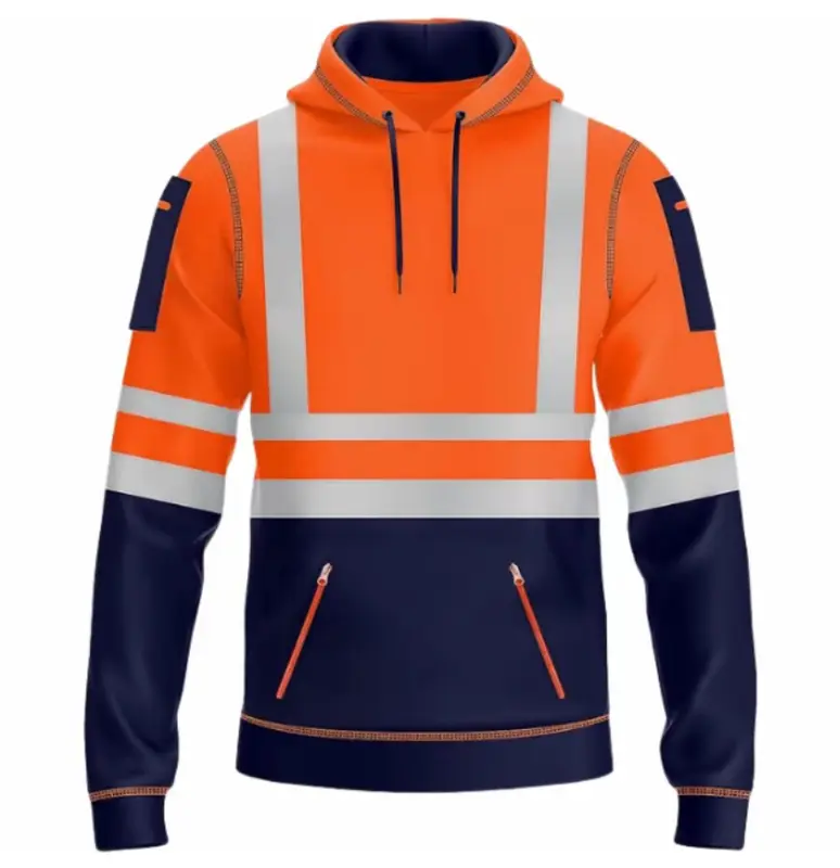 Pullover Hoodie Menswear Storm Range Tradesmen Workwear PPE Stylish Long Sleeve Hoodie with Drawstring Utility Pouch Reflective Safe Durable Comfortable Outdoor Mens Safety Hoodie Protective Gear 3