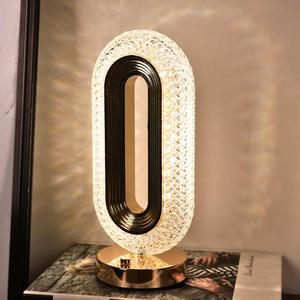 USB Rechargeable Crystal Design Table Lamp, Modern Creative Adjustable Desk Lamp, Tri Color Dimming Acrylic Night Light for Bedroom, Living Room, Restaurant, Dormitory, Hotel Decor, Decorative Lamp