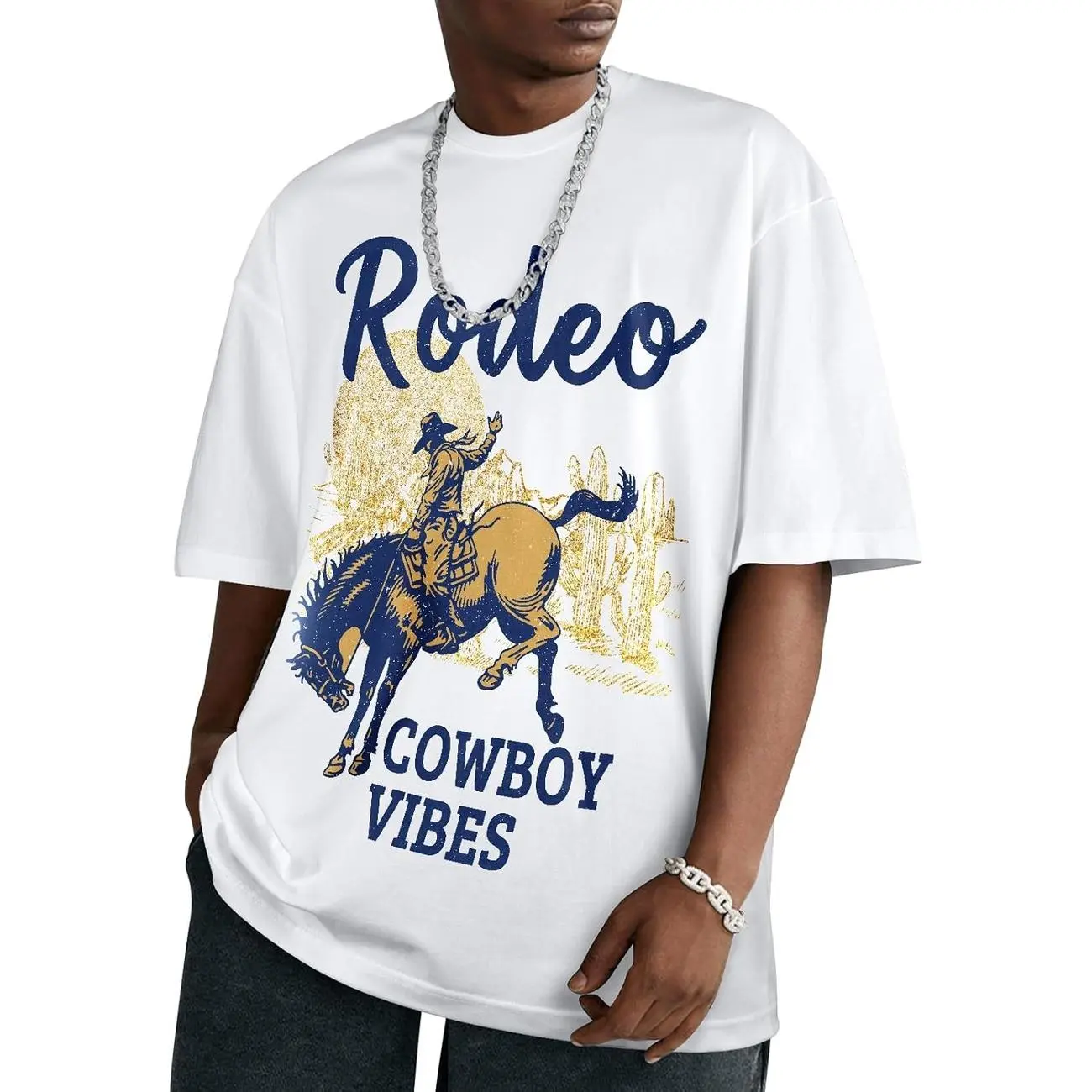 Flafens Oversized T-Shirts for Men, Graphic Cotton Crewneck Tee, Loose Fit Top, Gift for Men and Teen Boys 4