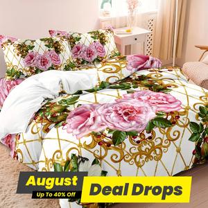 Luxury Style Floral Pattern Bedding Set, 1 Set Including 1 Duvet Cover & 2 Pillowcases without Filler, Soft Comfortable Bedding Set for Home Bedroom Hotel