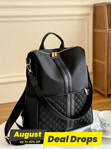 Summer 2025 Plain Quilted Nylon Stylish Daypacks, Purse for Women, Large Capacity Shoulder Bag, Multi-functional Diaper Bag Backpack, Quilted Casual Daypack, School Supplies, Casual Travel Backpack, Multifunctional Durable Backpack, Travelbackpack