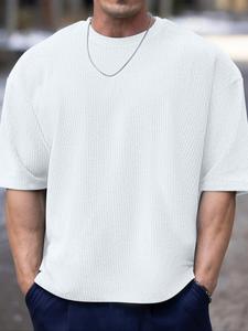 Men's Solid Color Round Neck Tee, Loose Casual Comfy Breathable Short Sleeve T-shirt for Summer, Fashion Men's Top for Daily Wear, Beige