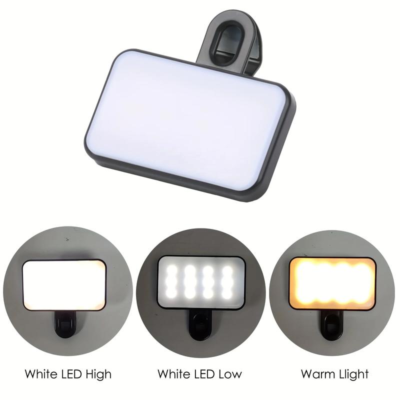 Portable Mini Clip-On Fill Light – Rechargeable with 3 Brightness Modes for Phone or Laptop Use 1