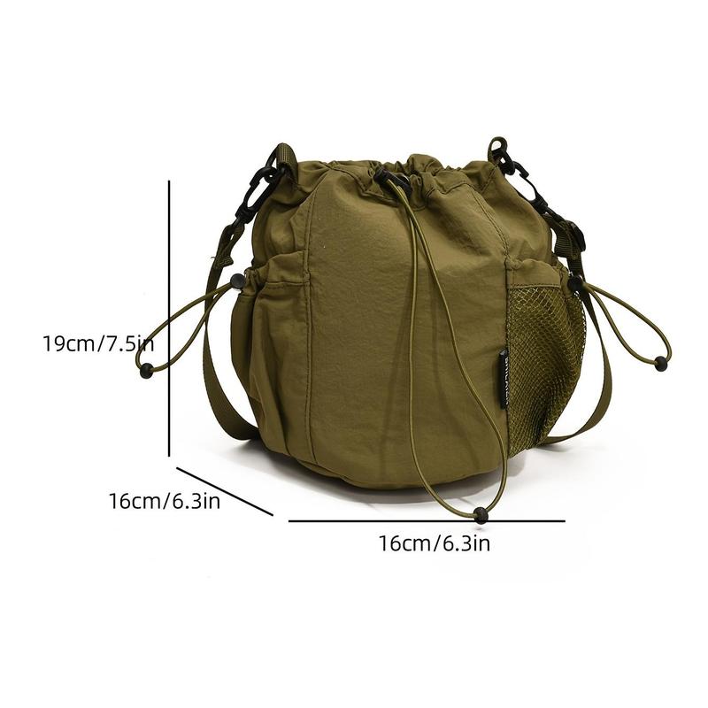 Product Introduction of Fashionable And Casual Lightweight Women'S Drawstring Bucket Bag, Simple And Versatile Casual Single-Shoulder Bag with Multiple Compartments, Small Cloth Bag for Phone And Coins, Suitable for Women'S Daily Use, Shopping, Fitness, Cycling, And Travel. 1