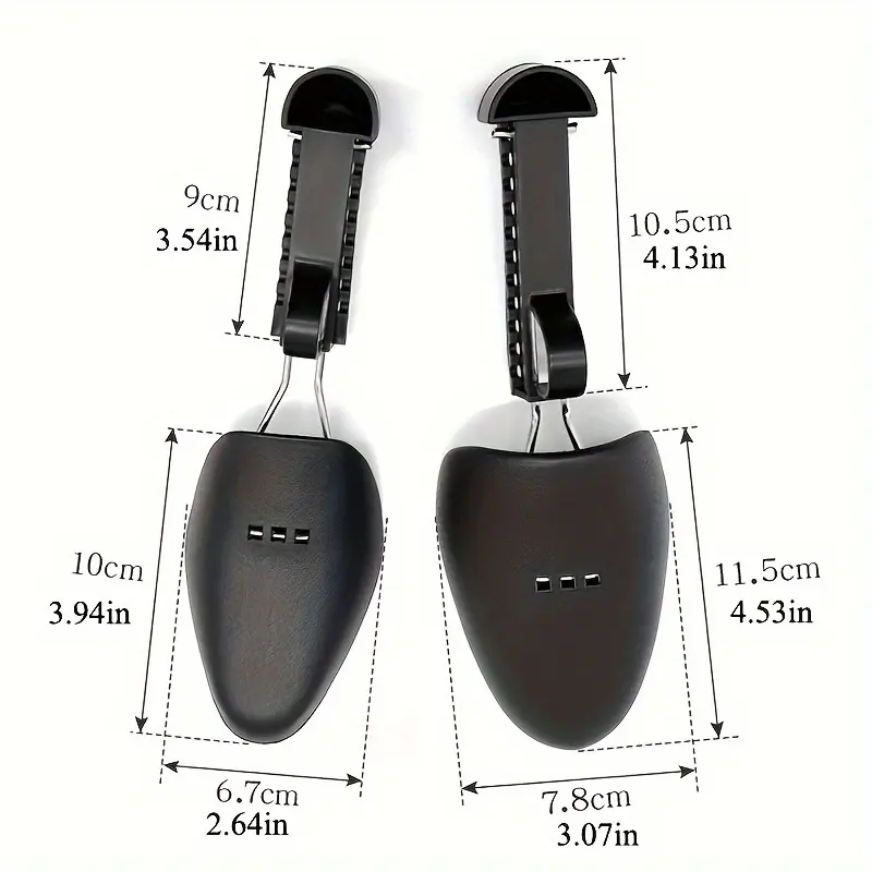 2pcs Adjustable Plastic Shoe Stretchers for Men & Women - Black Boot Holder & Shoe Accessory with Metal Hooks, Compact Design for Easy Storage, Shoe Storage Footwear Bridal 2