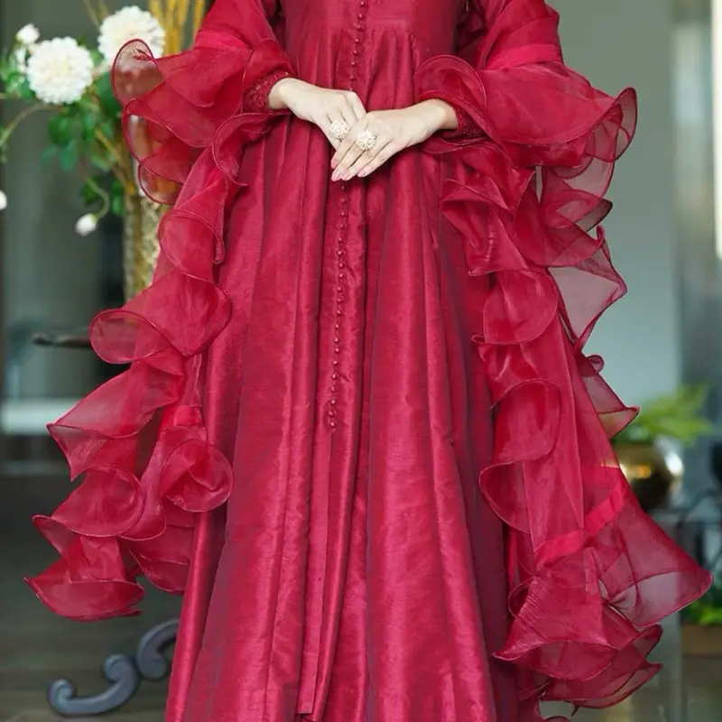 Ruffle ruffled frilly Organza Partywear Wedding Dupatta Shawl for Ladies - Latest Pakistani Fashion Eid Outfit - Dress, Traditional