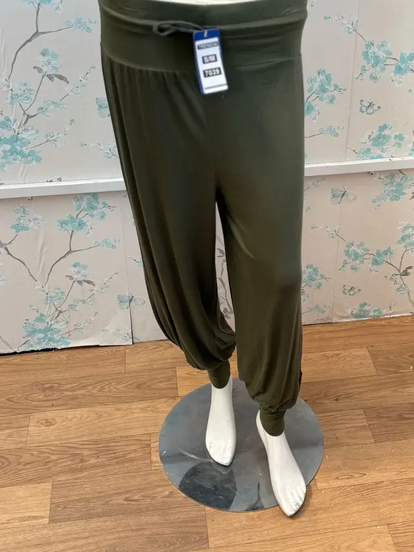 Turkish Latest Trending Cuff Cotton Harem Trouser - Soft, Modest, Lastic & Darwstring, Black/Khaki/Brown/Dusty Pink/White, S/M/L/XL - Fit, Pants 7