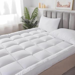 HL Cloudy Mattress Topper Quilted 11cm Microfiber Bed Pad - Double 137 x 190 cm Extra Thick Mattress Toppers UK Elasticated Bounce Back Breathable Hotel Quality Korean Virgin Microfiber  Machine Wash Best Alternate of Memory Foam Mattress Topper