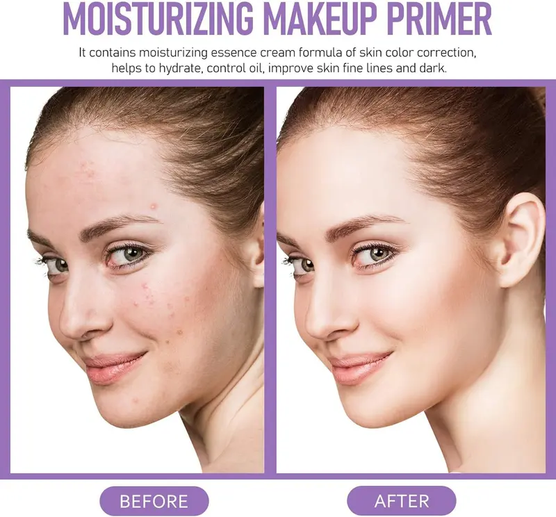 Skynest 2pcs Pore Primer, Color Correcting Facial Serum, Face Makeup Primer Base,Isolation Cream,Invisible Pore,Oil Control, Brightening Moisturizing Essence Concealer Foundation 6