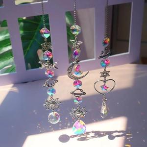 Moon & Sun & Star Design Hanging Decor, 3 Counts Creative Artificial Crystal Wind Chime Decoration, Hanging Decor for Home Garden, Room Decor, Wall Decor, Windchimes, Decorative