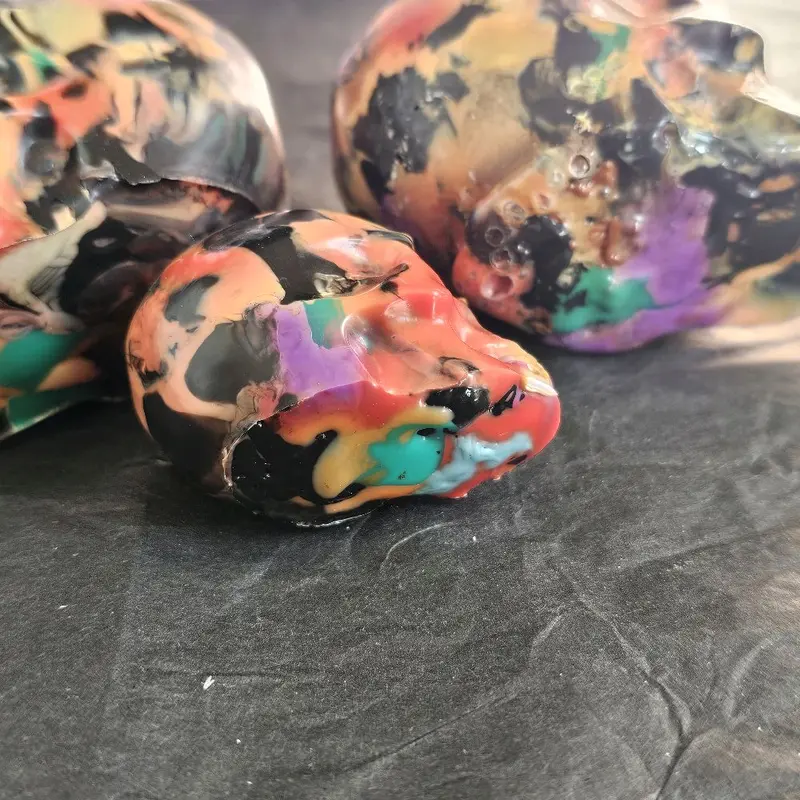 Multicoloured Skull Home Decor Recycled Fillament - Festive Ornaments 3