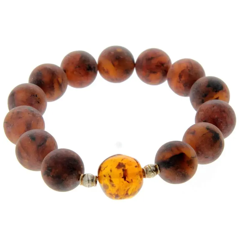 Genuine Raw Baltic Amber Adjustable Beaded Bracelet for Men - MB015 0
