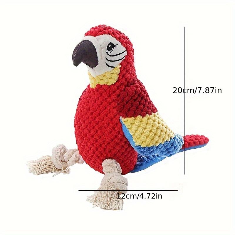 Good Oasis  Red Plush Dog Chew Toy in the Shape of a Parrot, Equipped with Sound Effects for Effective Teeth Cleaning. 1