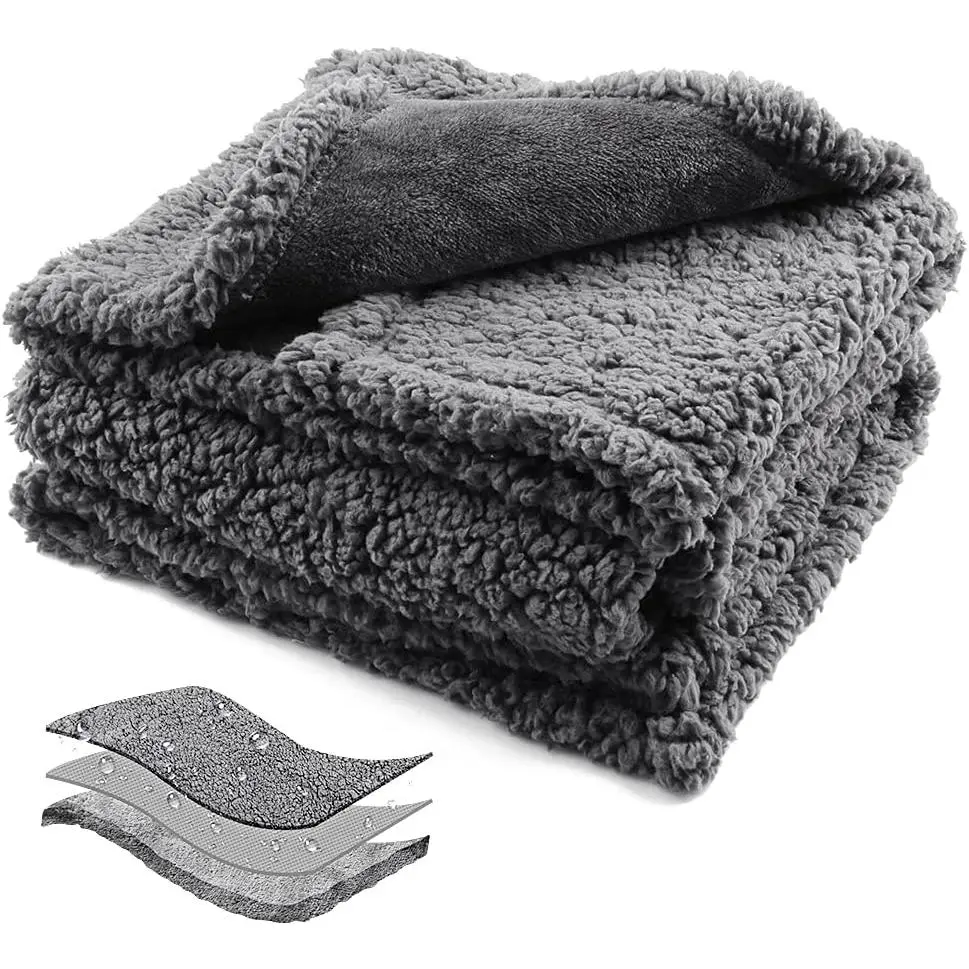 Waterproof Dog Blanket of Reversible Sherpa Fleece for Bed, Couch, Sofa, and Floor, 145x215cm XXLarge Waterproof Dog Bed Cover for Puppies, Cats, Dogs or Other Medium Large Extra Large Pets