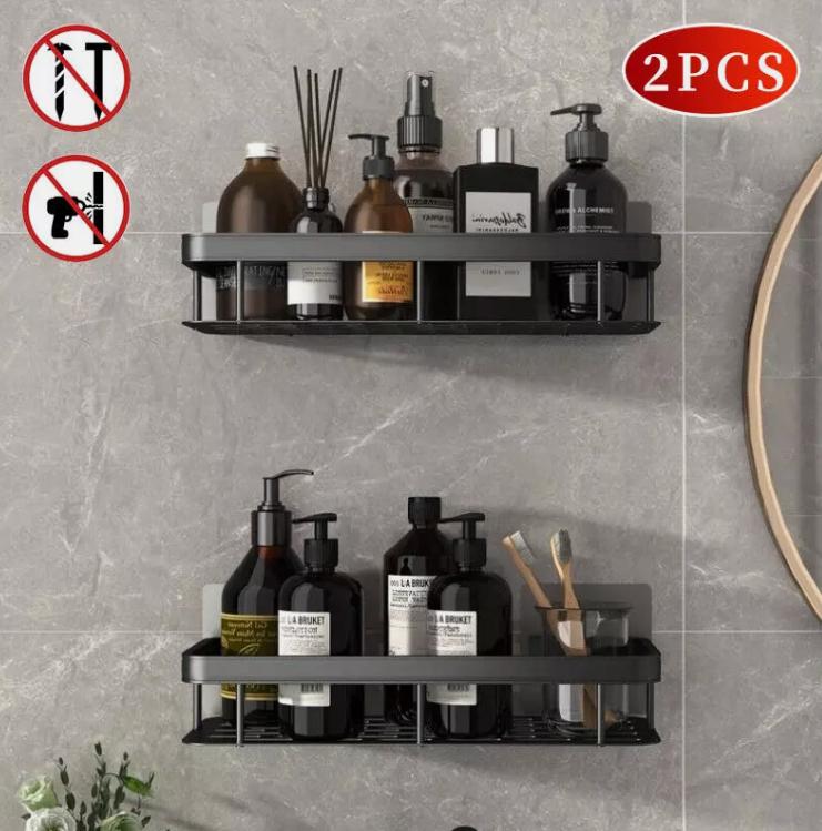 Product Introduction of 2Pcs Bathroom Shower Caddy Shelf Organiser No Drill Wall Mounted Shower Shelves 1