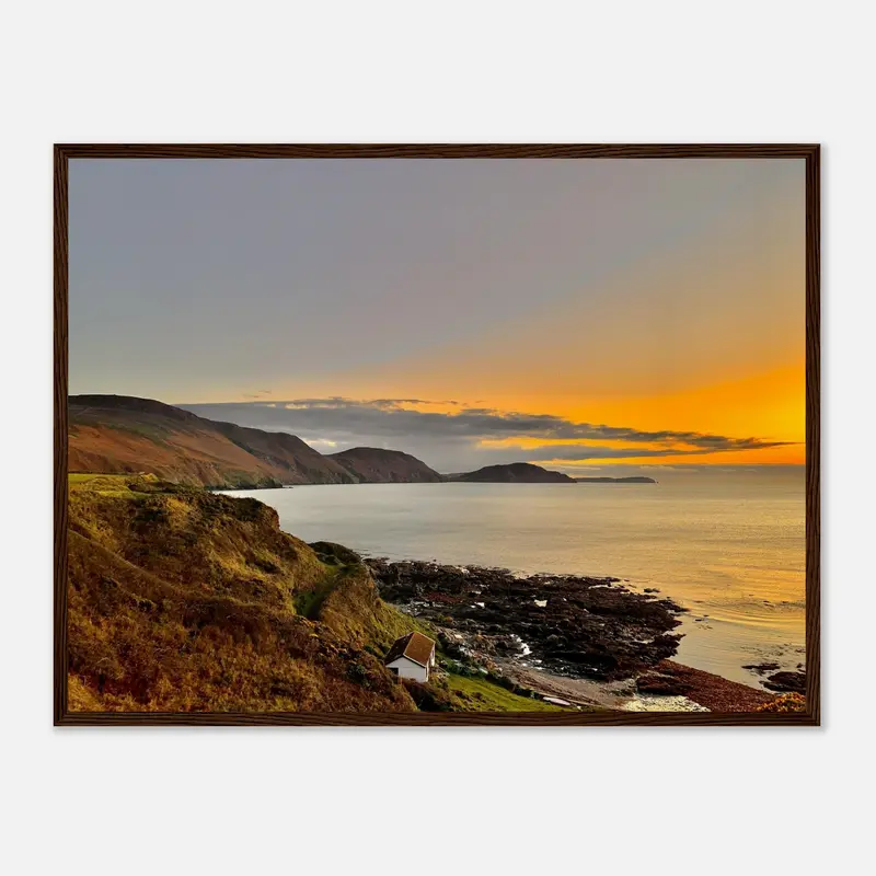 Niarbyl Sunset Isle of Man Museum-Quality Matte Paper Wooden Framed Poster 18x24″ inches 2