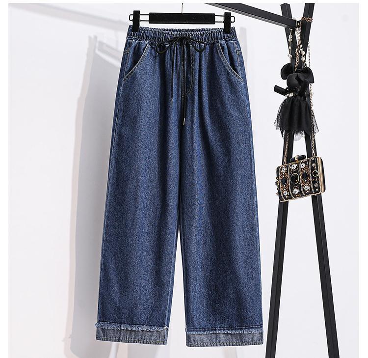 Product Introduction of plus Size High Waist Casual Pants Loose Wide Leg Jeans Fashionable Spring New Arrival for plus Size Women Comfortable Fit 28
