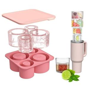 Ice Cube Tray with Lid, 1 Set Silicone Ice Cube Mold, Ice Cubes Maker, Ice Tray for 20oz/30oz/40oz Glass Cup, Bar Containers Utensils for Coffee, Whiskey, Cocktail