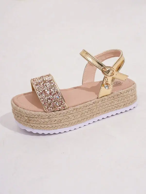 Cute Glitter Thick Bottom Rope Fashion Children's Sandals For Girls 2