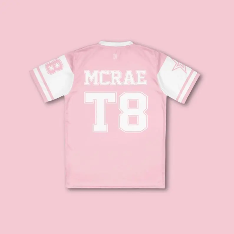 Tate Mcrae Pink & White Football Jersey, Tate Concert Clothes, T8 Mcrae Jersey, Tate Mcrae Tshirt, T8 Shirt, T8 Hoodie, Tate Mcrae Jersey, 1
