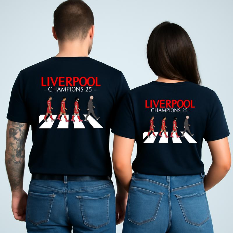 Liverpool FC 2025 League Champions (Back Print Version) T-Shirt, Unisex 100% Cotton Short Sleeve, Football Fan Gift Liverpool Players Tee, Top Streetwear 6