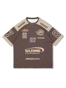 Men's Colorblock Letter & Number Print Raglan Sleeve Tee, Regular Fit Casual Short Sleeve Round Neck T-shirt for Summer, Men's Top for Daily Wear