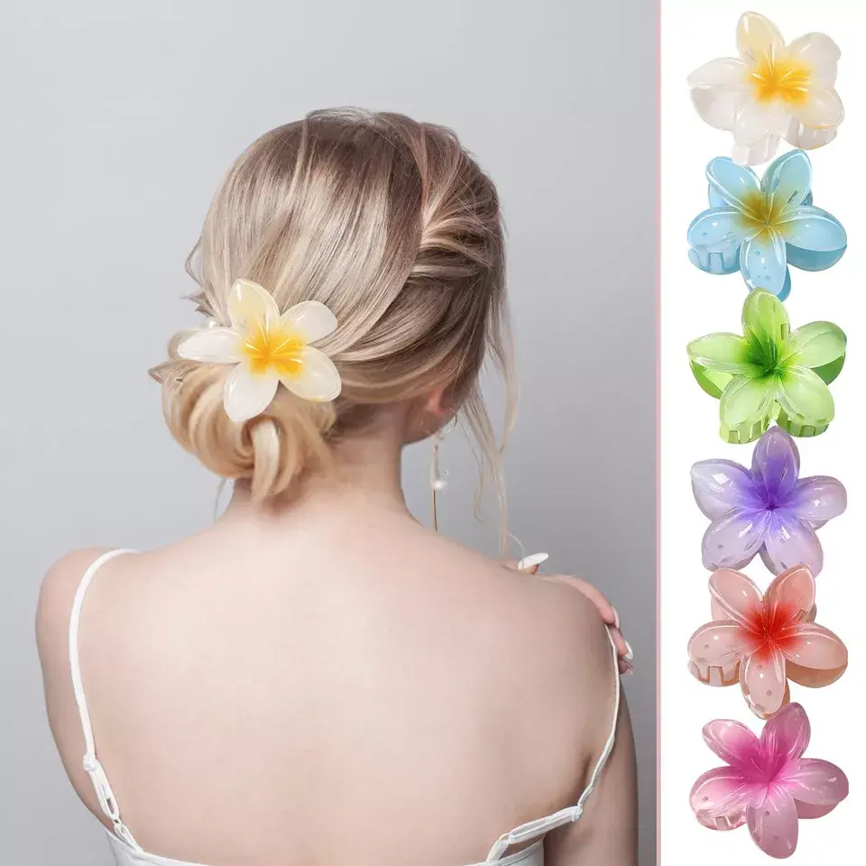 Summer Egg Flower Hair Clip Large Hair Claw Decor Beach Hawaii Holiday Dressing