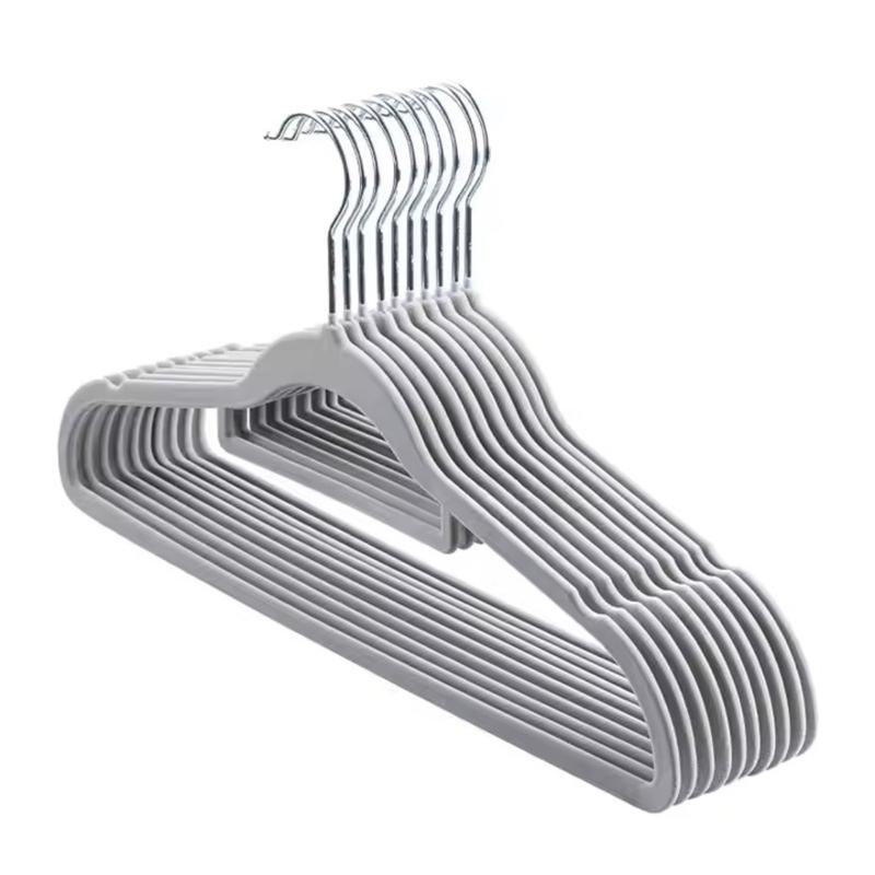 Pack of 10 Velvet Hangers, Velvet Flock 2 with Non-Slip and 360 degree hook, Coats, jackets Hanging Organiser Plastic Adjustable coathanger 5