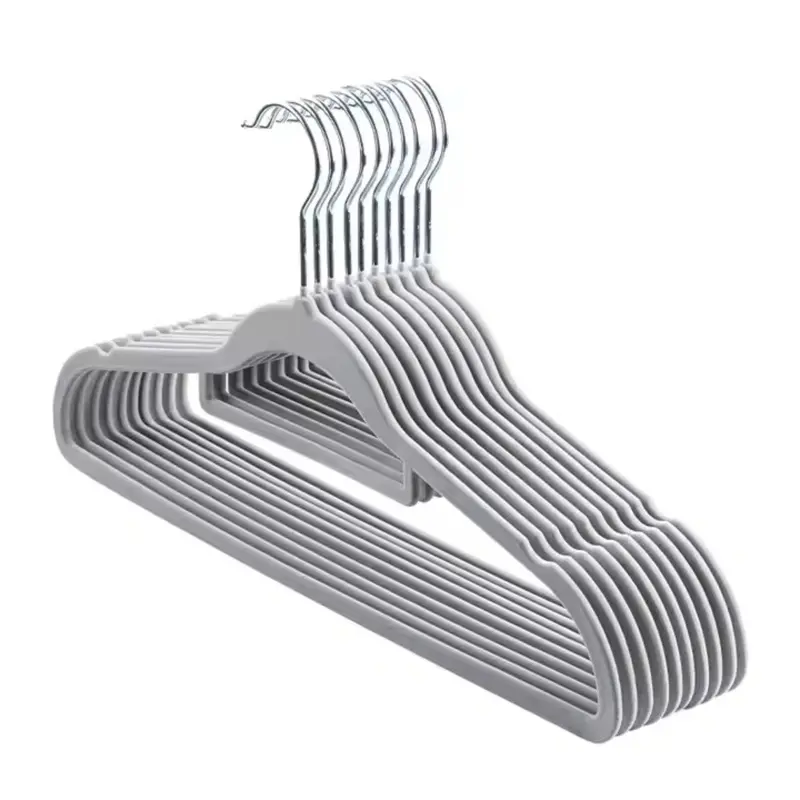 Pack of 10 Velvet Hangers, Velvet Flock 2 with Non-Slip and 360 degree hook, Coats, jackets Hanging Organiser Plastic Adjustable coathanger 5