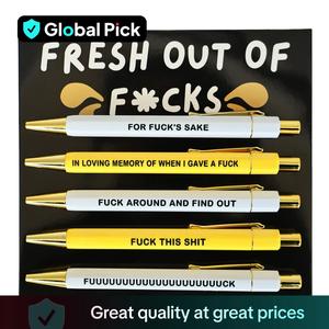 Swear Word Design Ballpoint Pen Set, 5 Counts/set Black Ink Ballpoint Pen, Humorous Quote Design Ballpoint Pen, Office Stationery & Supplies, Unique Pens, Smooth Writing Pens