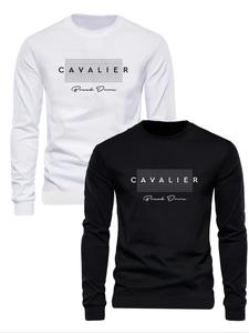 Men's Letters Print Round Neck Sweatshirt Set, Regular Fit Casual Long Sleeve Crew Neck Pullover for Fall & Winter, Men's Clothes for Daily Wear