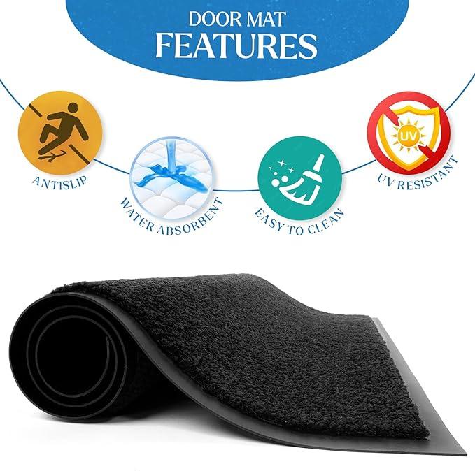 Washable Dirt Trapper Door Mats Indoor & Outdoor, Heavy Duty Non Slip Doormats, Stylish Rubber Backed Floor Mat, Super Absorbent Front Door Mat, Entrance Rug for Kitchen Plaid Non-slip gypsy home 1