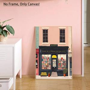Bookstore Pattern Unframed Painting, 1 Count Modern Fashion Style Canvas Wall Art, Wall Decor for Home Living Room Bedroom Office School